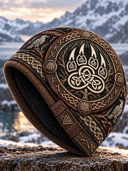 Vikingkonst Vintage Varm, kallstickad mössa för höst och vinter
