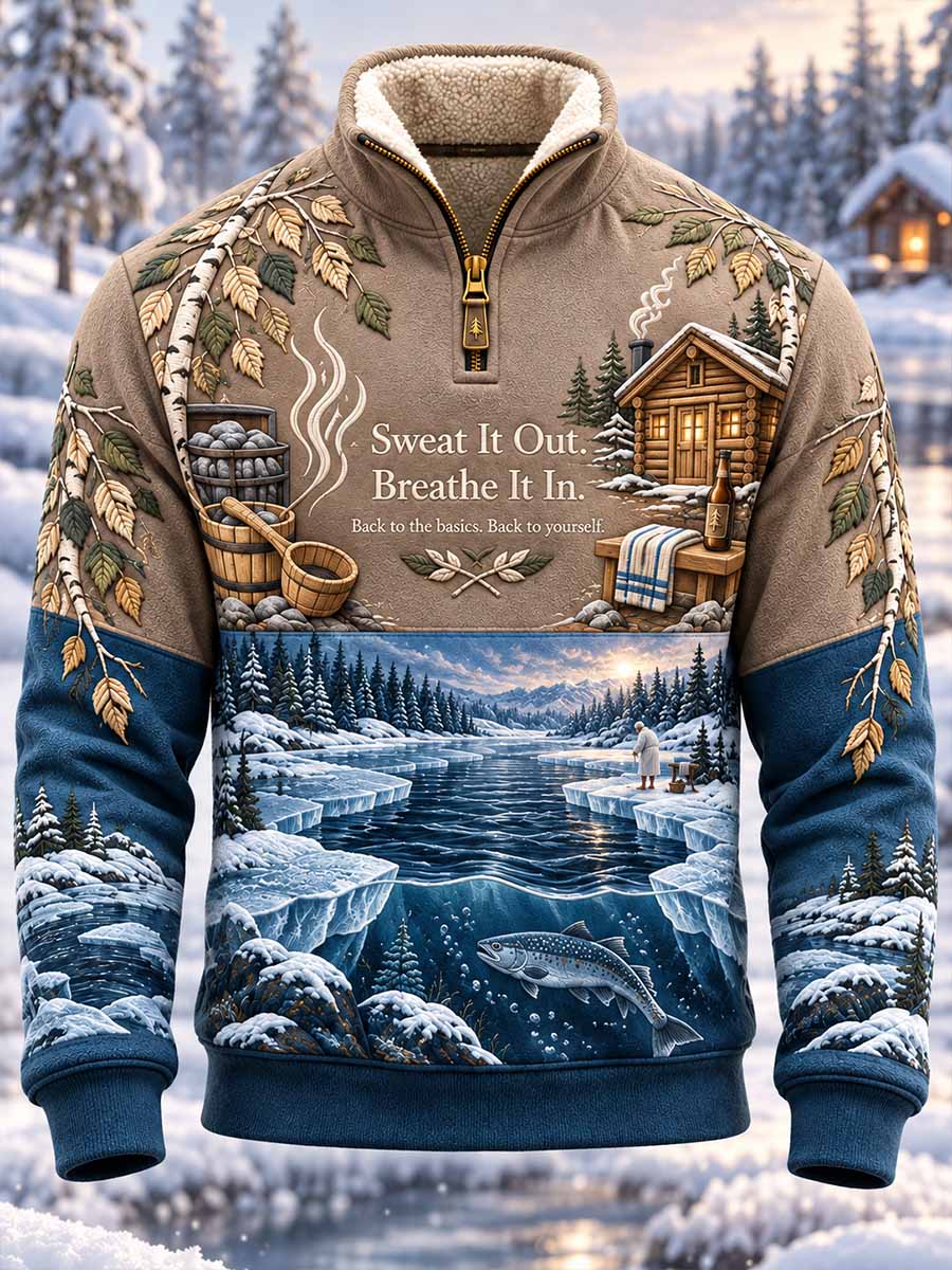 Mäns nordiska bastu Traditionell Slogan Skriv ut Sweatshirt