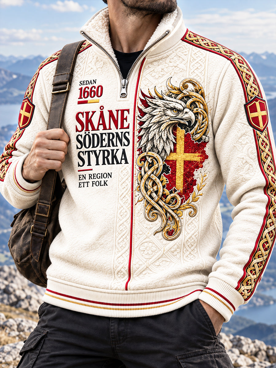 Svenska Skåne-tryckt Casual Zip-Up Hoodie.