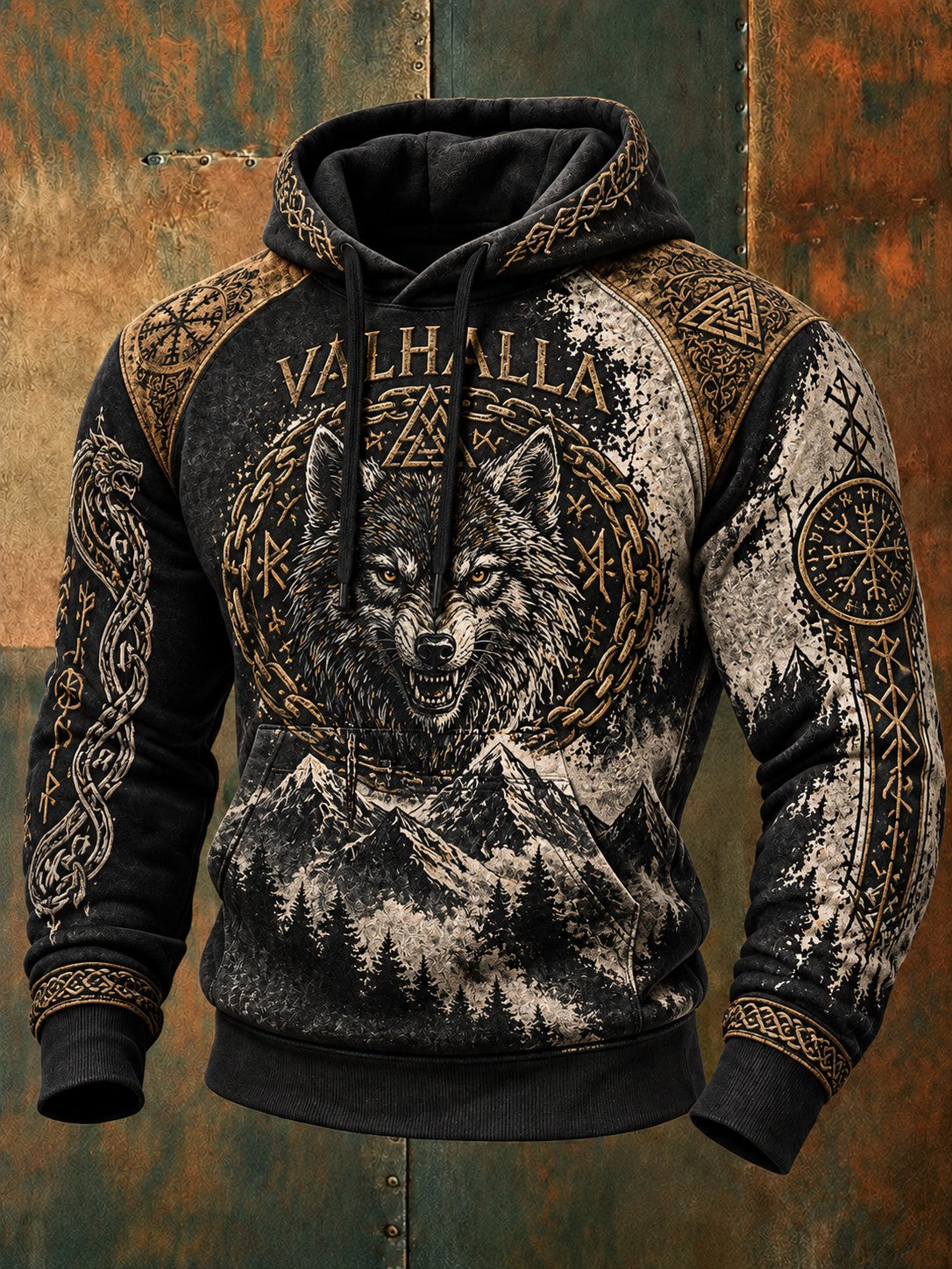 Herrtröja med vikingastil och Valhalla-mönster