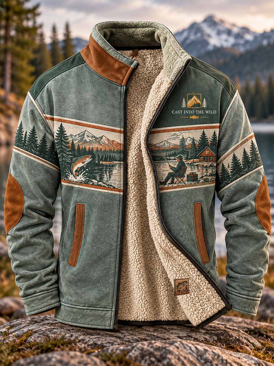 Mansjacka med traditionellt fiskmönster