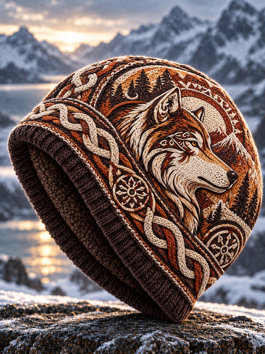 Unisex nordisk höst- och vintermössa med djurmotiv