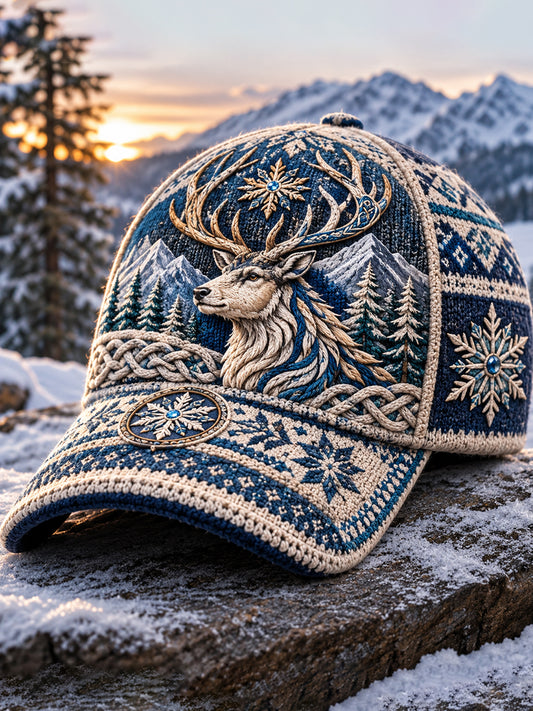 Unisex nordisk höst- och vintermössa med djurmotiv