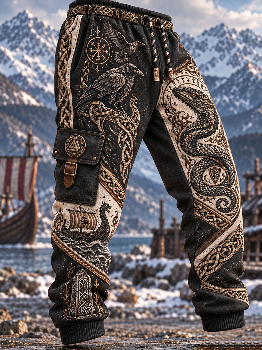 Vikingartig fritidströja och byxor för män