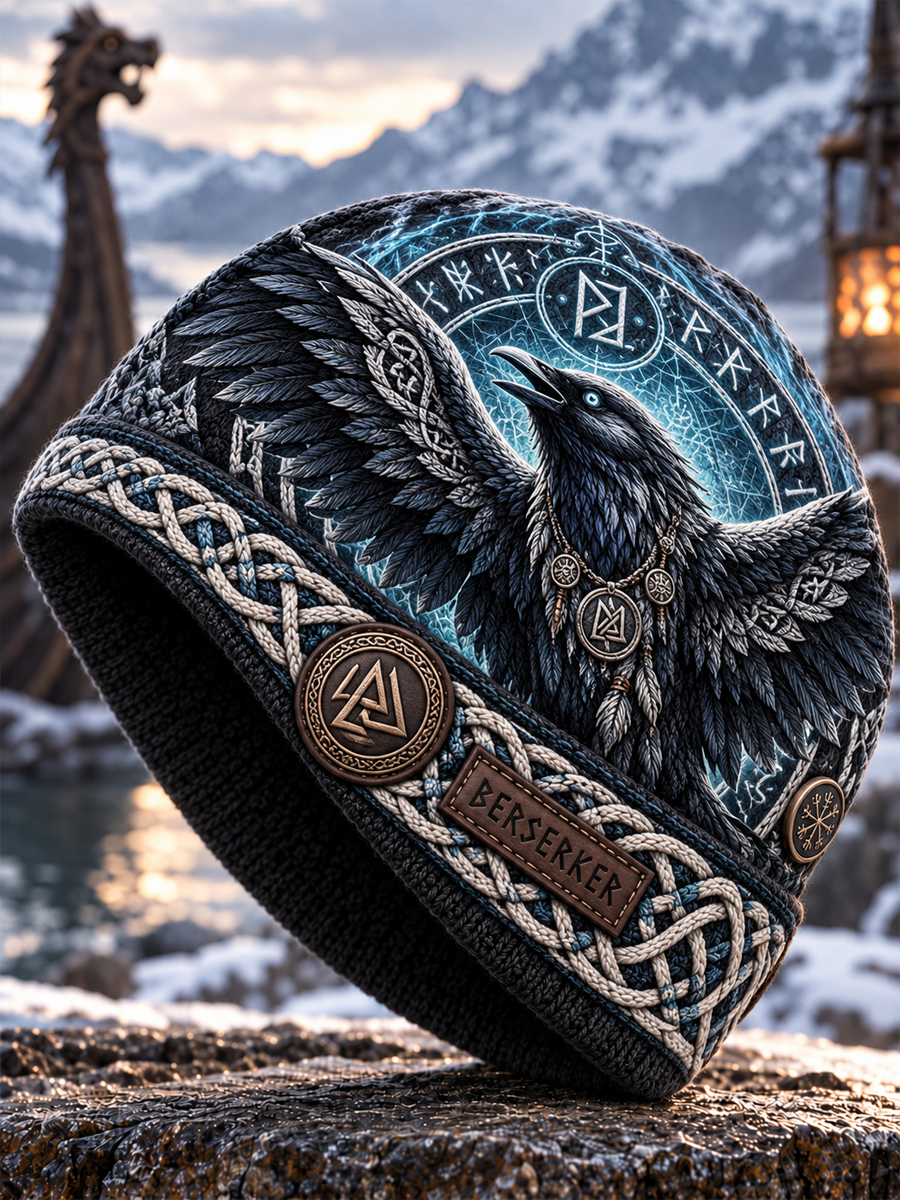 Vikingkonst Vintage Varm, kallstickad mössa för höst och vinter