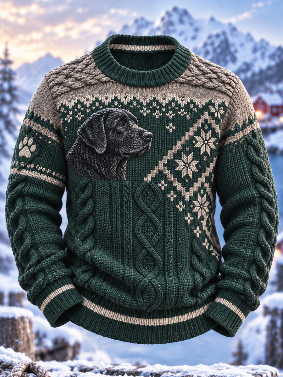 Retro Nordic-Style Labrador-besättningsmaskin tröjar