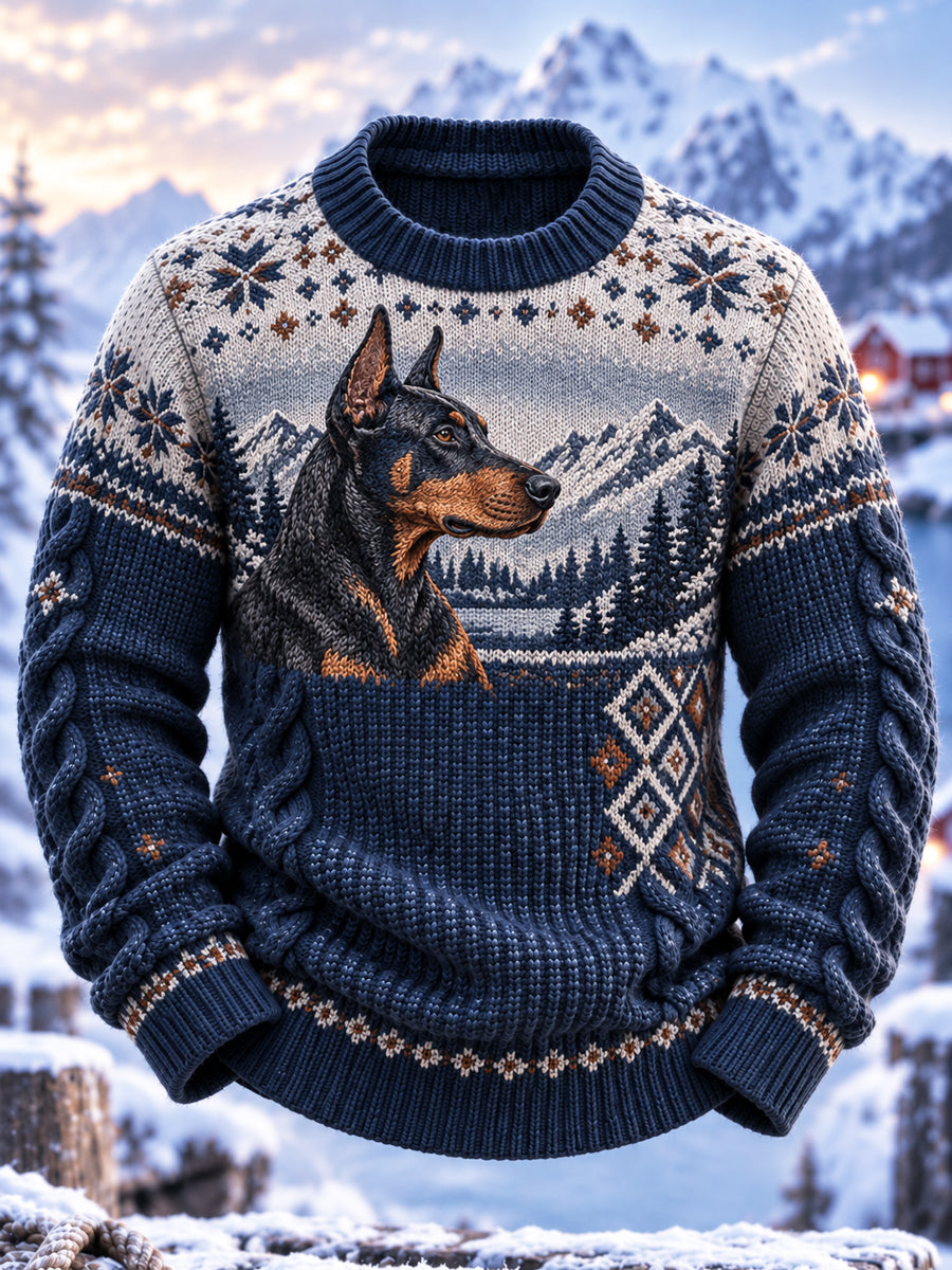 Retro Nordic Doberman besättningsmaskin med hals
