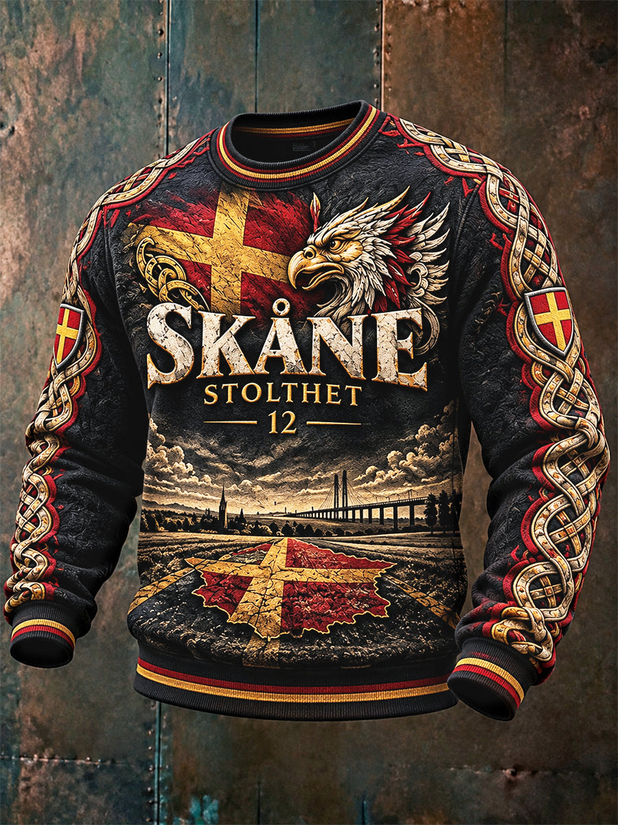 Mäns svenska Skåne Griffin Skriv ut Casual Sweatshirt