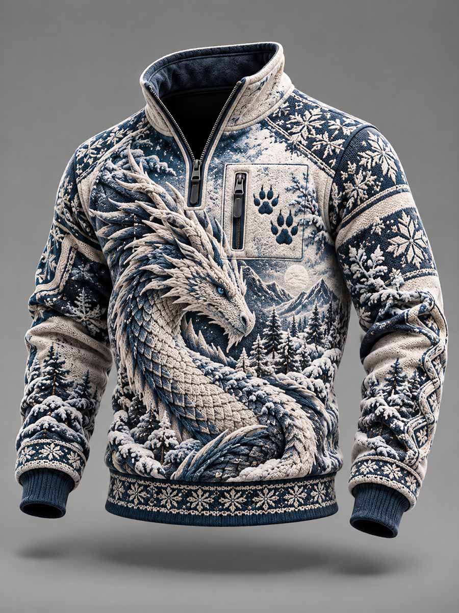 Mäns nordiska drake Print Sweatshirt