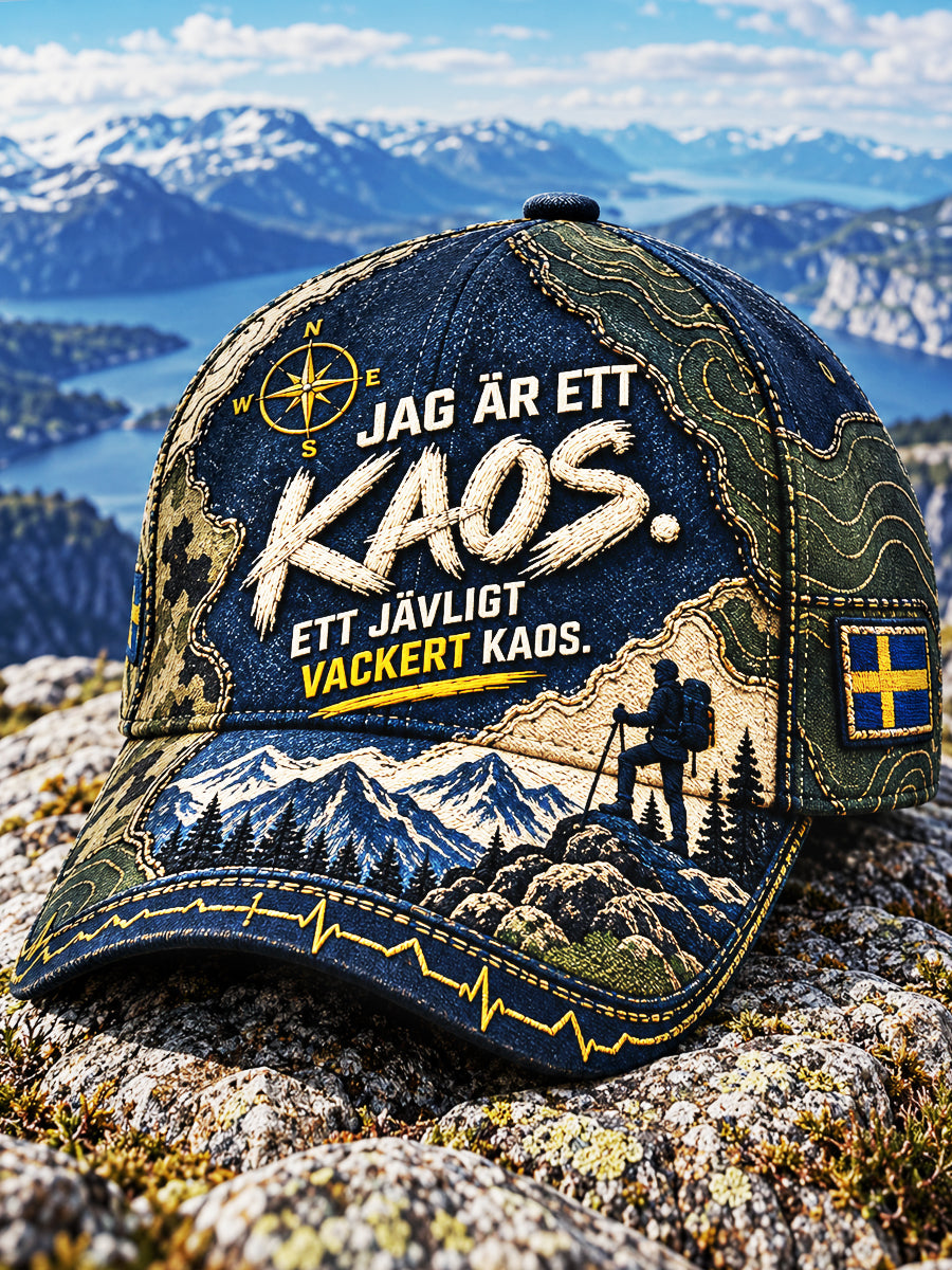 Jag är ett kaos. Ett jävligt vackert kaos Locketrymönstrad ledig hatt