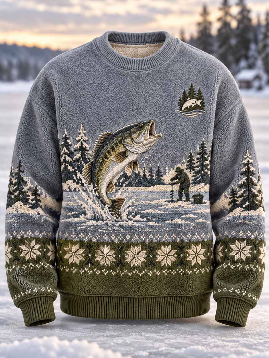 Mäns Vintage fiske mönster Tryckt tröj