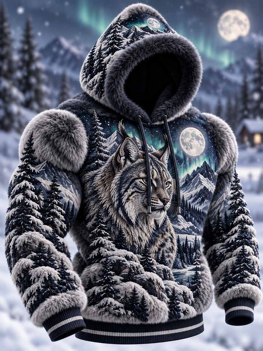 Mäns mode Lynx mönster tryckt huvat