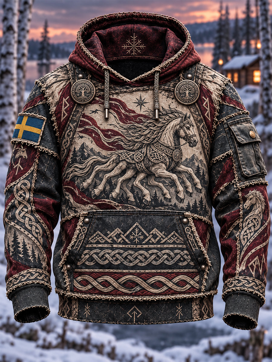 Herrtröja med mönster i retro-nordisk vikingastil, Sverige
