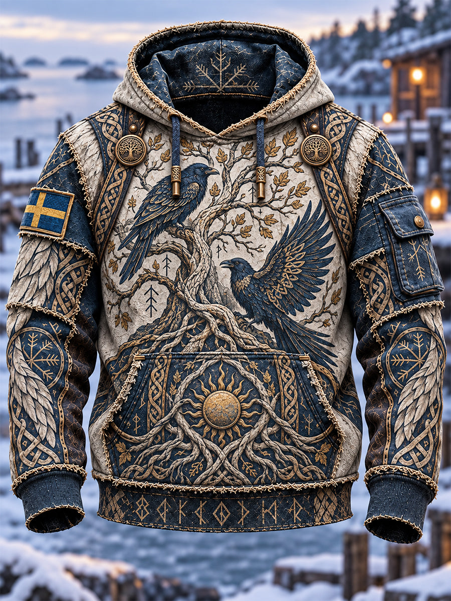 Herrtröja med mönster i retro-nordisk vikingastil, Sverige