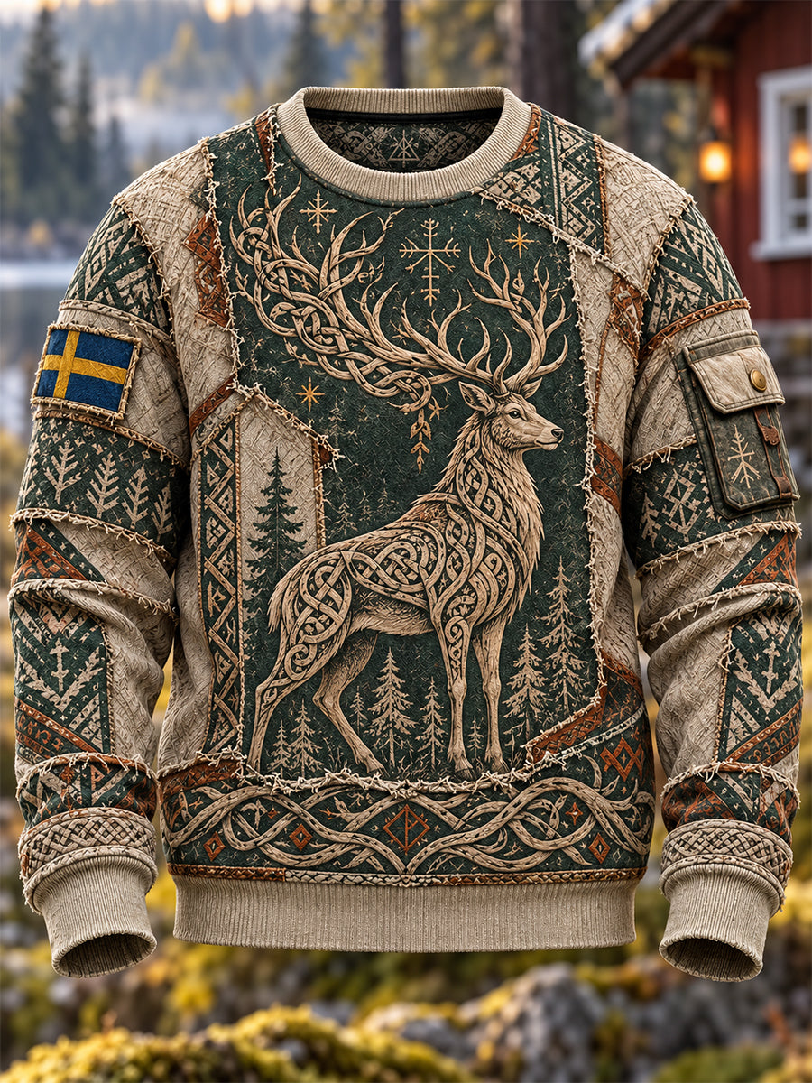 Herrtröja med rund halsringning i retro nordisk vikingastil från Sverige