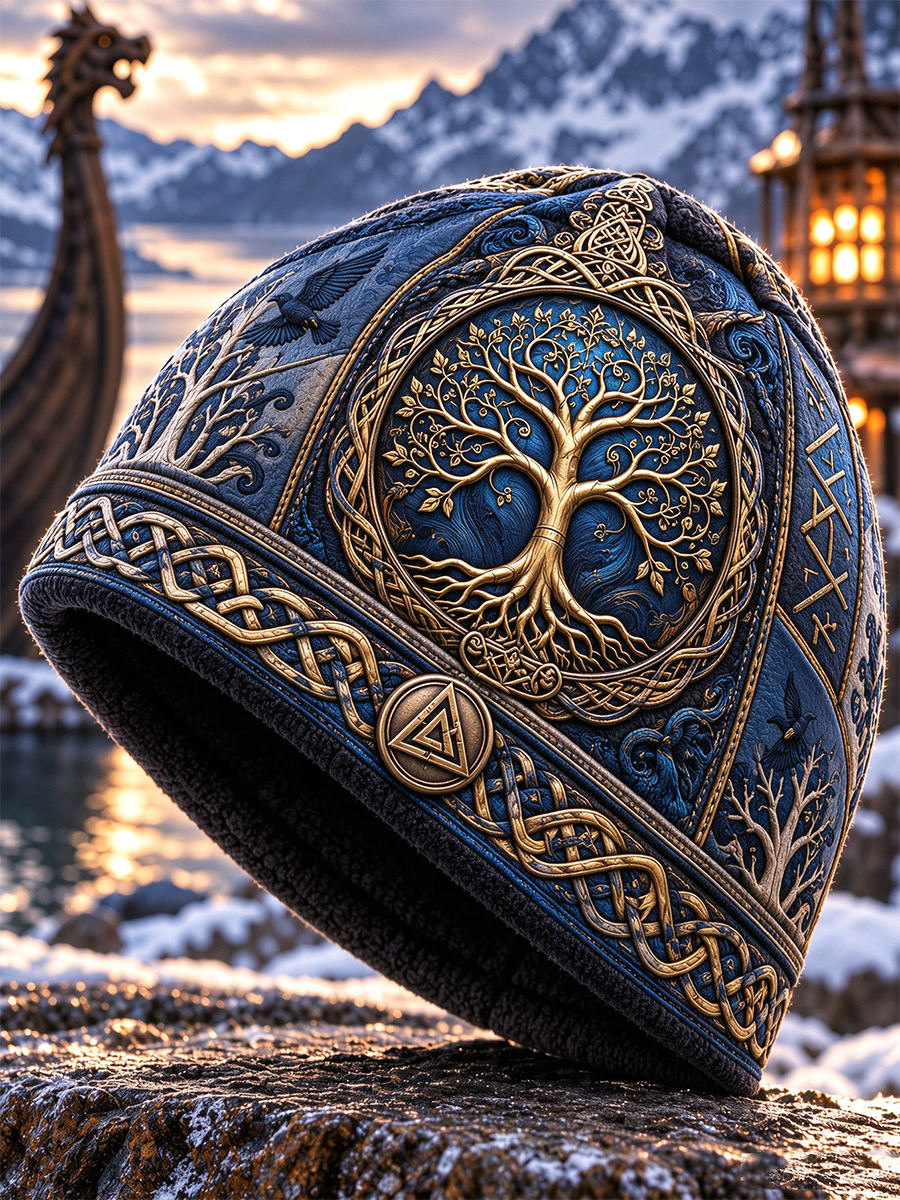 Viking konst Vintage höst och vinter varm kall stickad hatt
