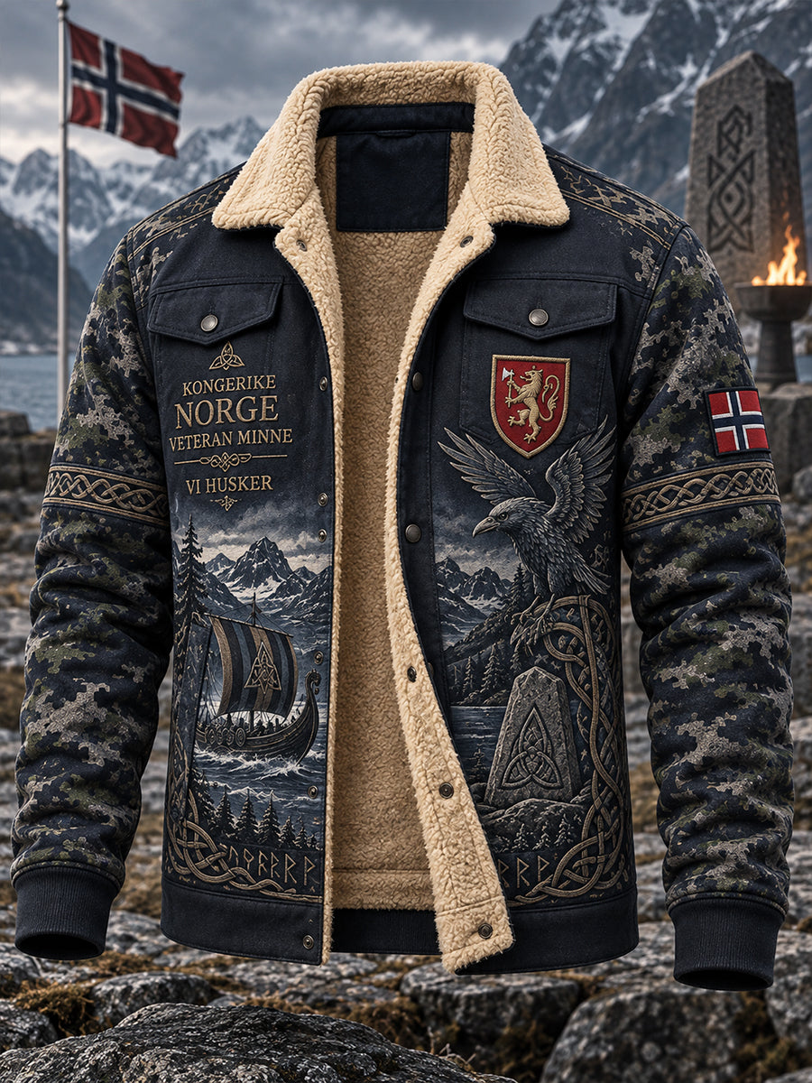 Herrjacka med vikingaveterantema och fleecefoder
