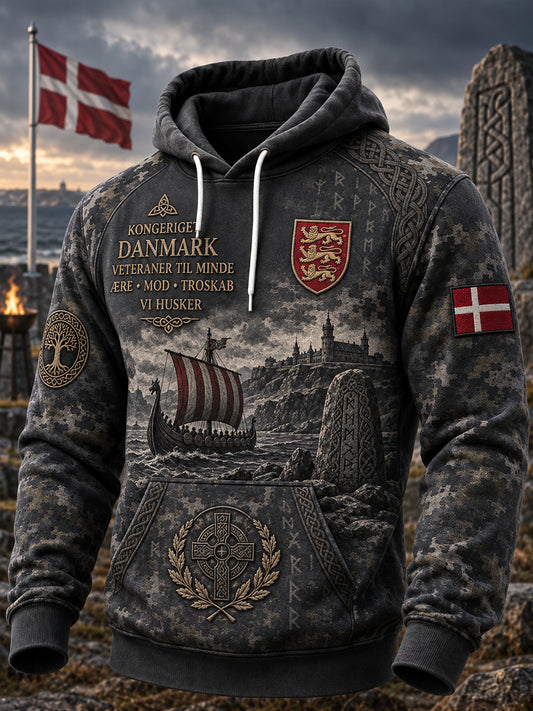 Herrtröja med vikingatema och grafiskt tryck