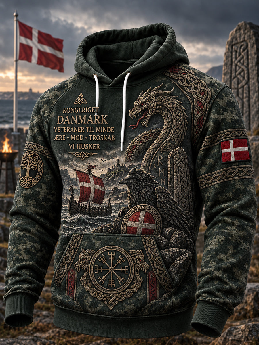 Herrtröja med vikingatema och grafiskt tryck