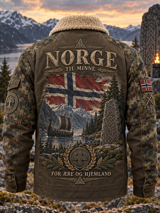 Herrjacka med vikingaveterantema och fleecefoder