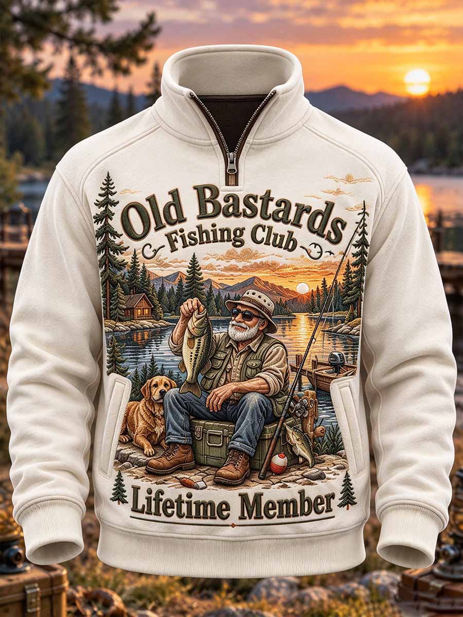 Mäns Vintage fiske livsstil Skriv ut Sweatshirt