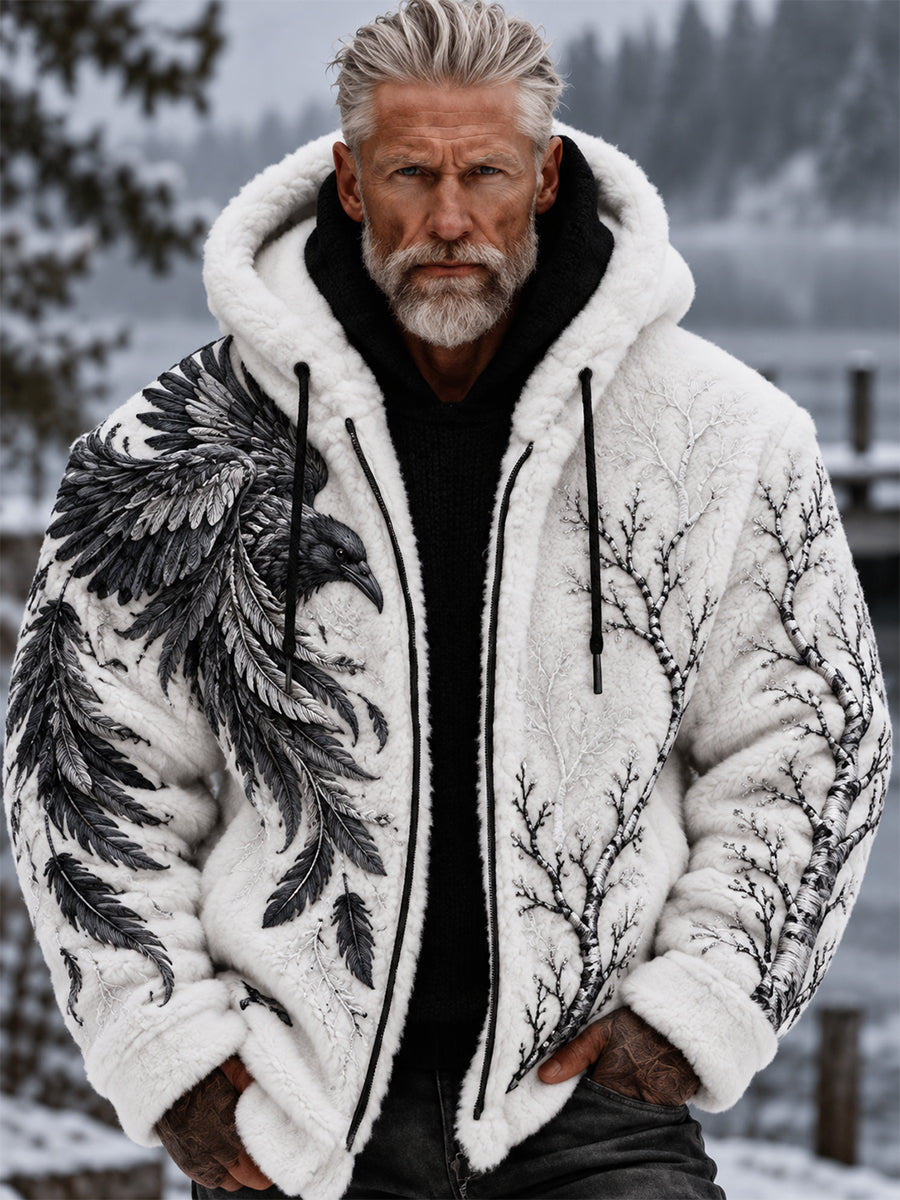 Herrens Retro Nordic Viking djur Skriv ut Flannel Jacka