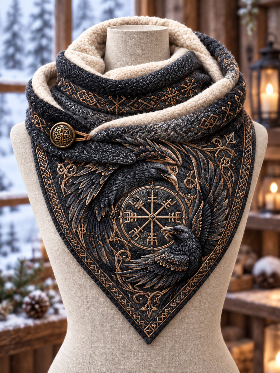 Unisex Retro Nordic Viking Djur Print Triangel Scarf
