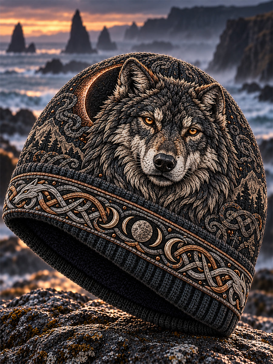 Unisex Retro Nordic Viking djur tryckt Fleece Cape