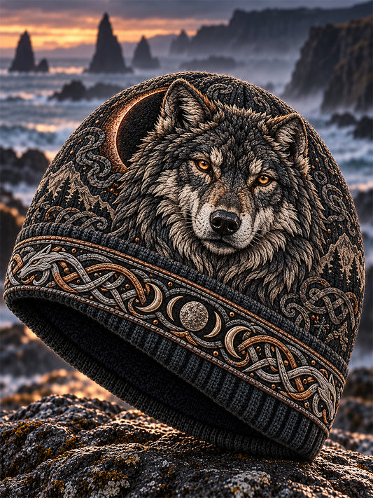 Unisex Retro Nordic Viking djur tryckt Fleece Cape