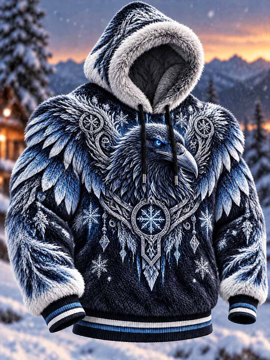 Mäns nordiska kråka mönster Skriv ut Hoodie