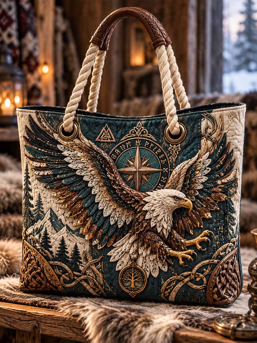 Unisex Nordic Eagle Mönster Tryckt handväskan