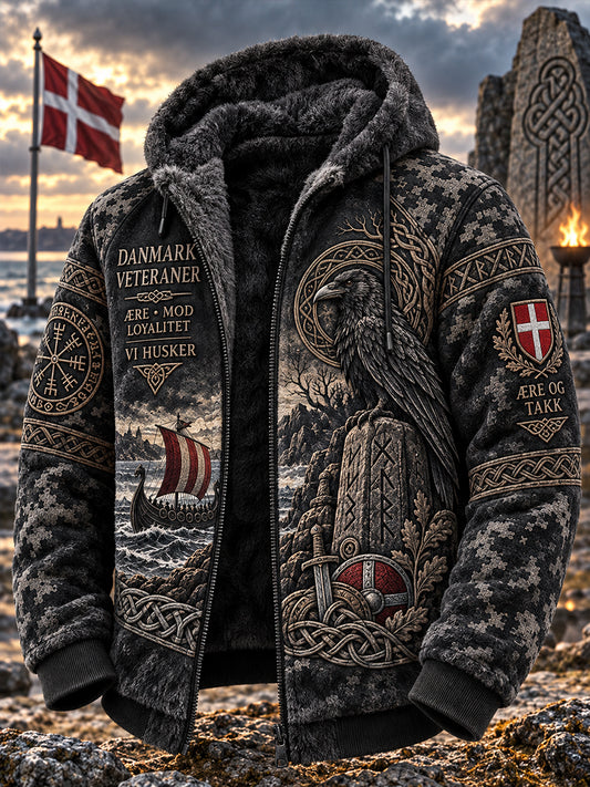 Herrjacka i vintagestil av flanell med mönster inspirerat av vikingar