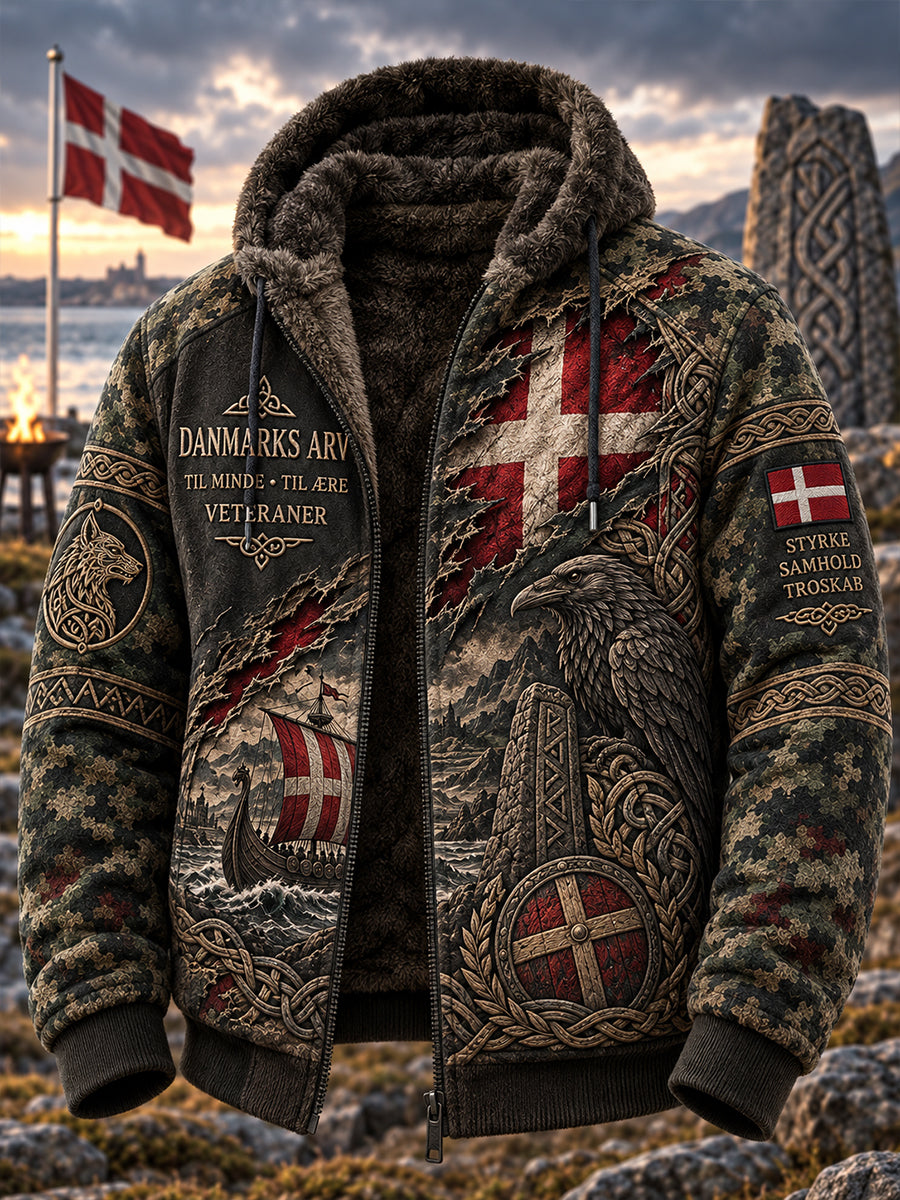 Herrjacka i vintagestil av flanell med mönster inspirerat av vikingar