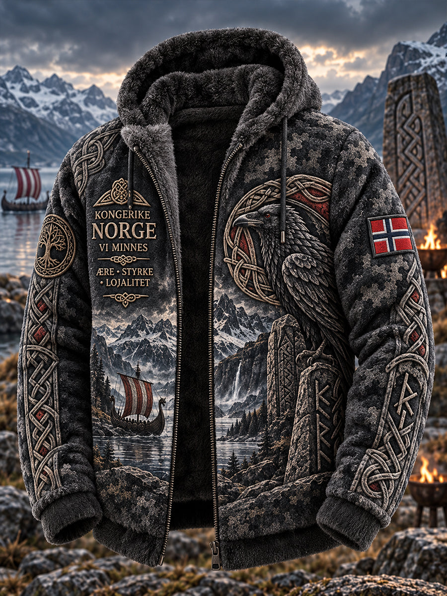 Herrjacka i vintagestil av flanell med mönster inspirerat av vikingar