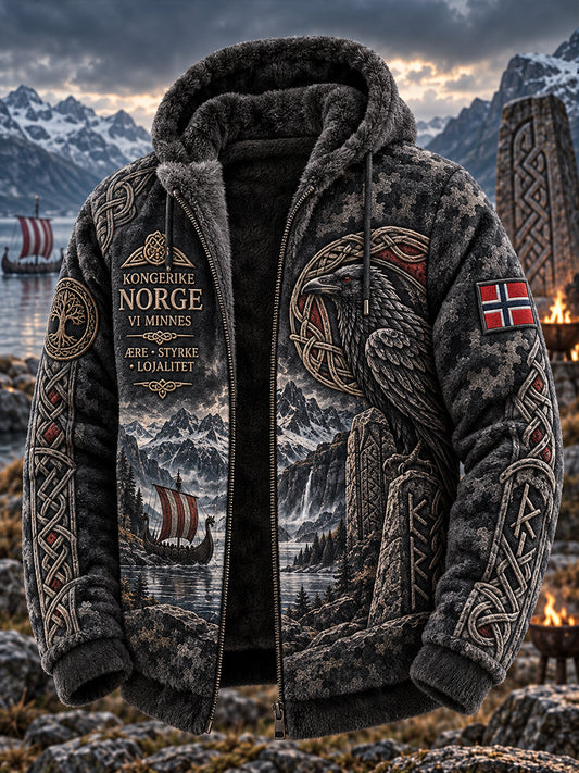 Herrjacka i vintagestil av flanell med mönster inspirerat av vikingar