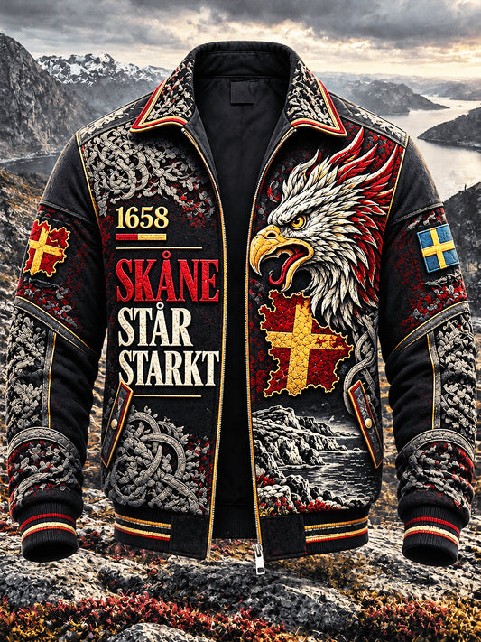 Mäns svart svensk Skåne-tryckt Casual Jacka