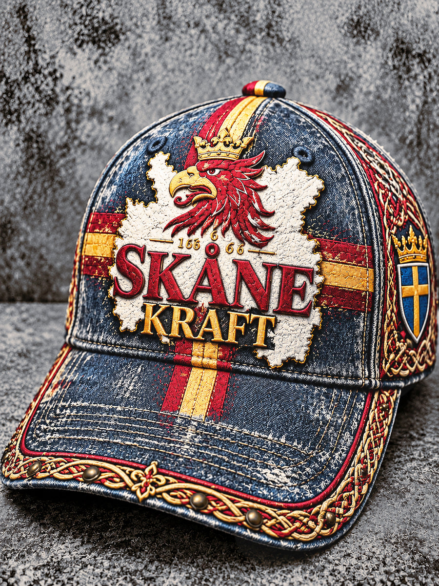 Vintage Svenska Skåne Skriv ut Casual hatt