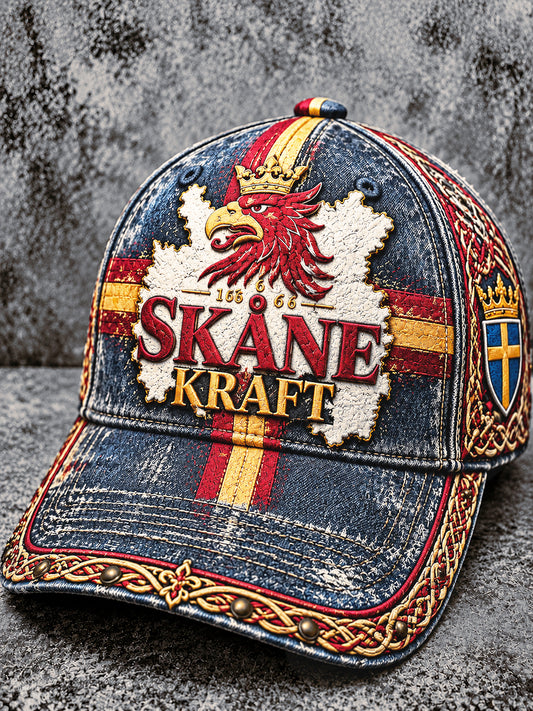 Vintage Svenska Skåne Skriv ut Casual hatt