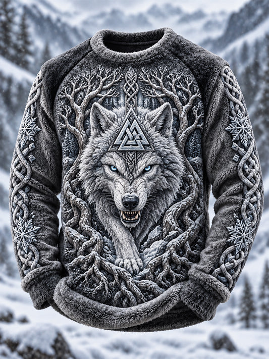 Men's Retro Nordic Viking Style Skriv ut Casual Flannel Topp