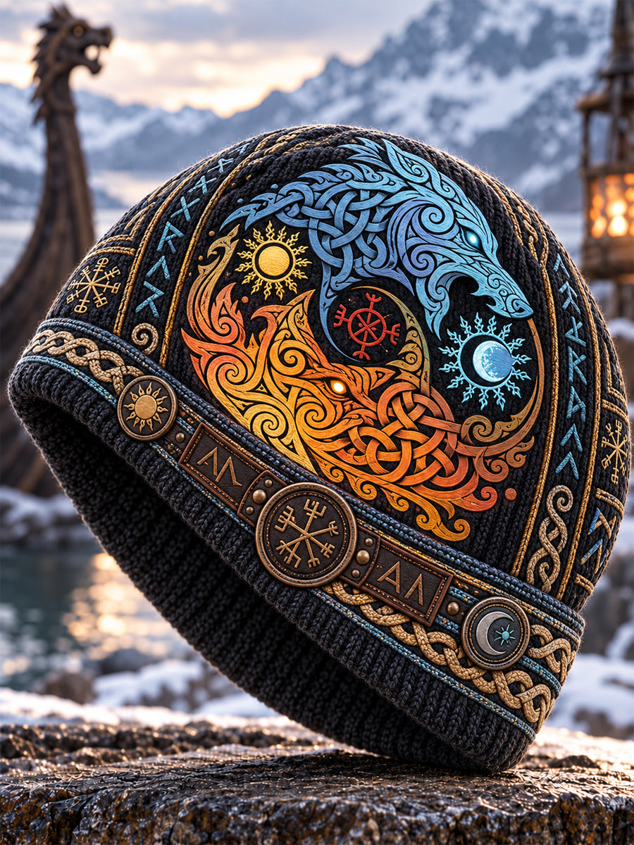 Vikingkonst Vintage Varm, kallstickad mössa för höst och vinter