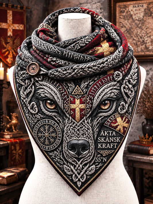 Svart svensk Skåne Viking Print Casual Scarf