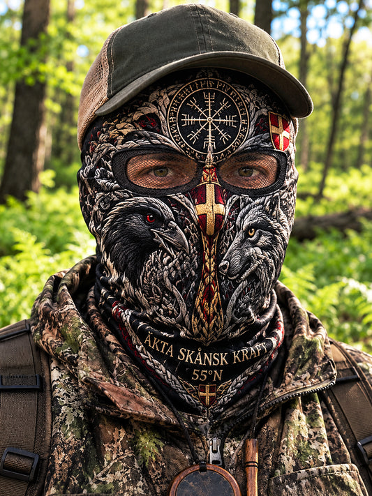Svart svensk Skåne Viking Print Casual Hooded mask