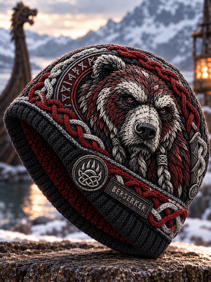 Vikingkonst Vintage Varm stickad mössa för höst och vinter