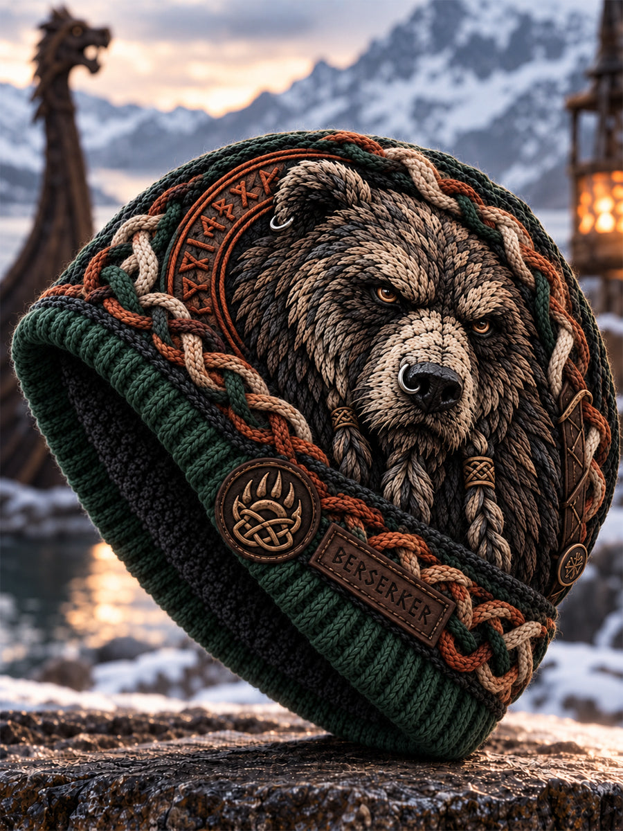Vikingkonst Vintage Varm stickad mössa för höst och vinter