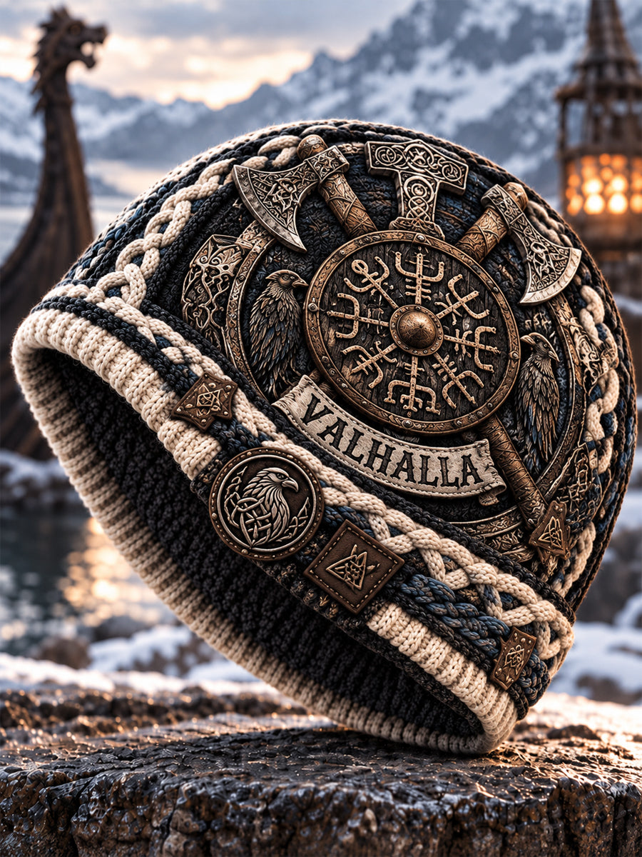 Vikingkonst Vintage Varm stickad mössa för höst och vinter