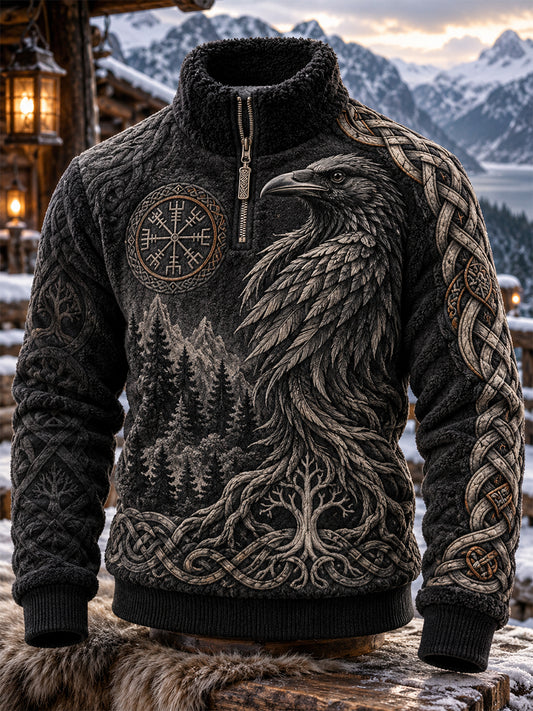 Herrtröja i retro nordisk vikingastil av flanell