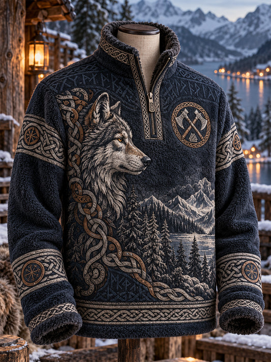 Herrtröja i retro nordisk vikingastil av flanell