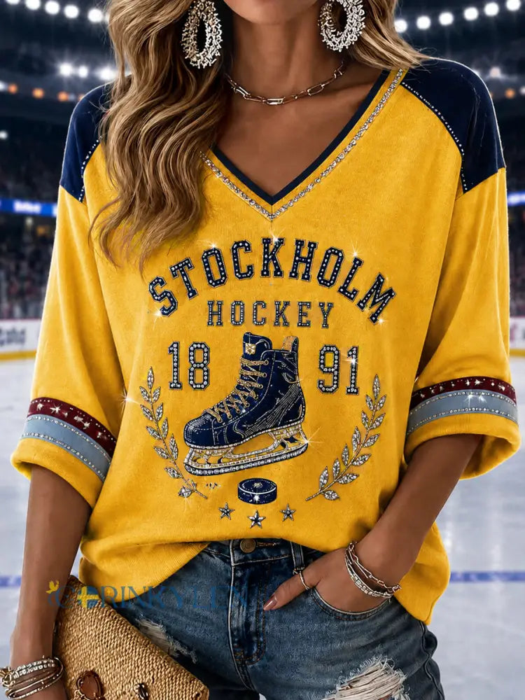 Stockholm Hockey Legacy V-Hack T-shirt - som bild / S