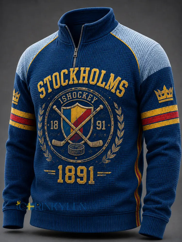 Stockholm Ice Heritage Hockey Waffle-Knit Zip-Up Sweatshirt - som bild / S