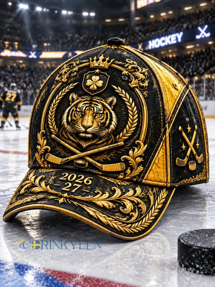 Svart Brynäs IF Swedish Hockey Patchwork Print hatt - svart / 58CM: